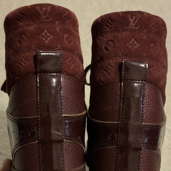 Louis Vuitton burgundy cliffhanger wedge sneakers 6 cm internal wedge - Picture 14 of 16